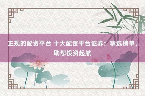 正规的配资平台 十大配资平台证券：精选榜单，助您投资起航