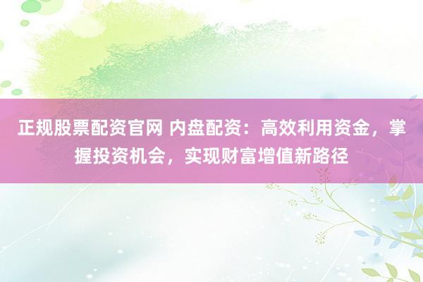 正规股票配资官网 内盘配资：高效利用资金，掌握投资机会，实现财富增值新路径