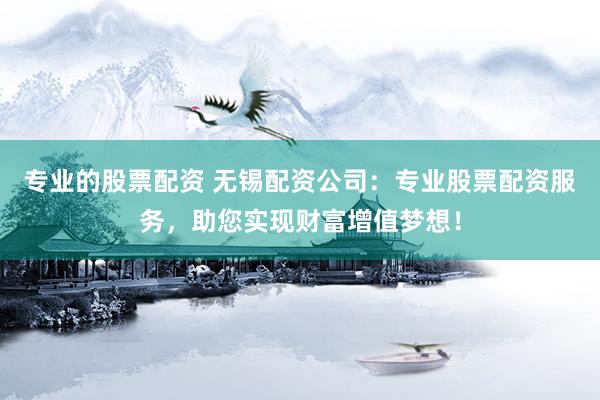 专业的股票配资 无锡配资公司：专业股票配资服务，助您实现财富增值梦想！