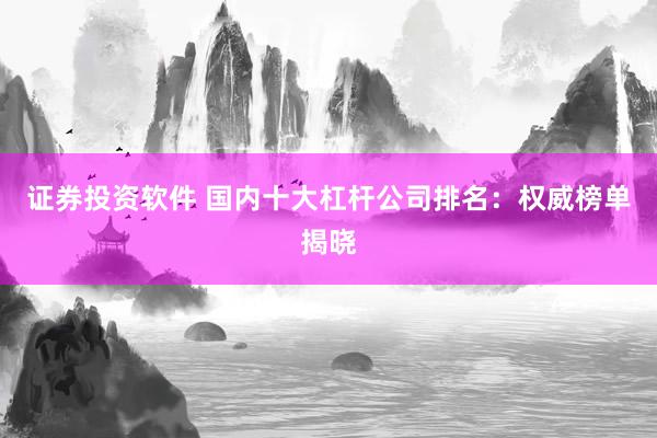 证券投资软件 国内十大杠杆公司排名：权威榜单揭晓