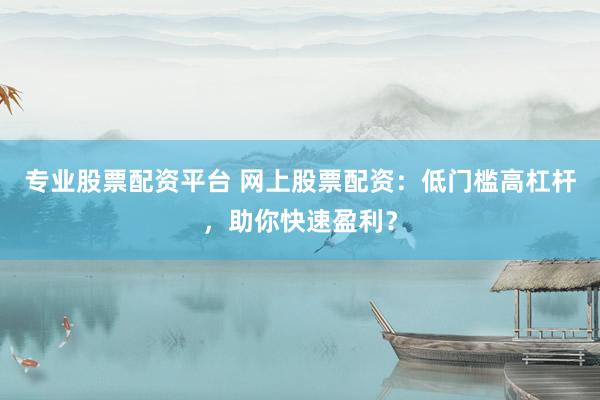 专业股票配资平台 网上股票配资：低门槛高杠杆，助你快速盈利？
