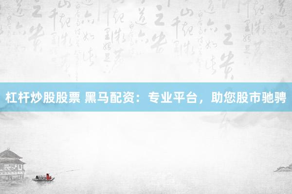 杠杆炒股股票 黑马配资：专业平台，助您股市驰骋