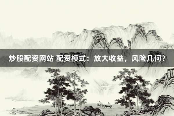 炒股配资网站 配资模式:放大收益,风险几何?