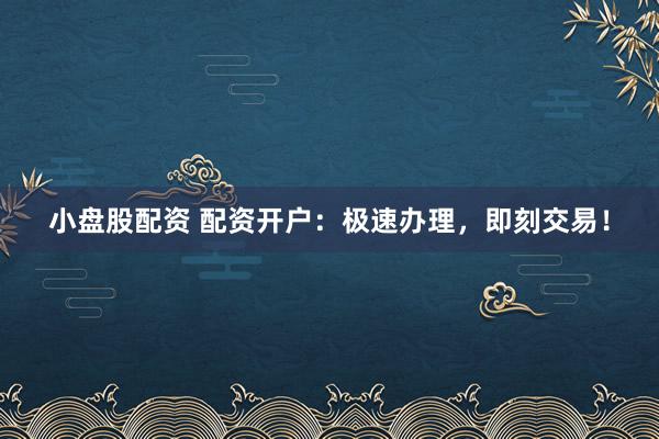 小盘股配资 配资开户：极速办理，<a href=