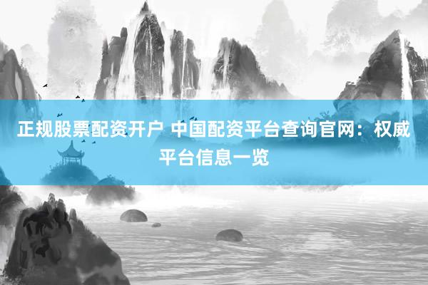 正规股票配资开户 中国配资平台查询官网：权威平台信息一览